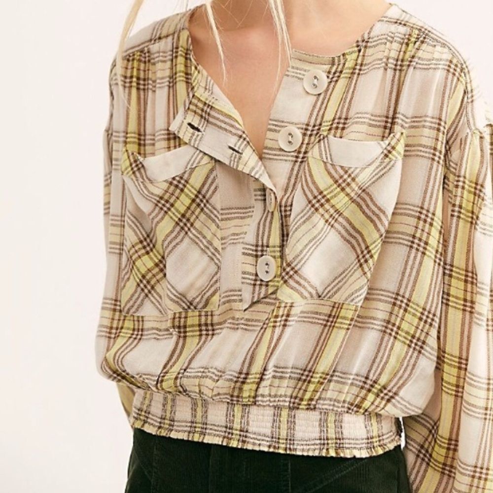 Free People It’s A Good Life Plaid Top Sz XS